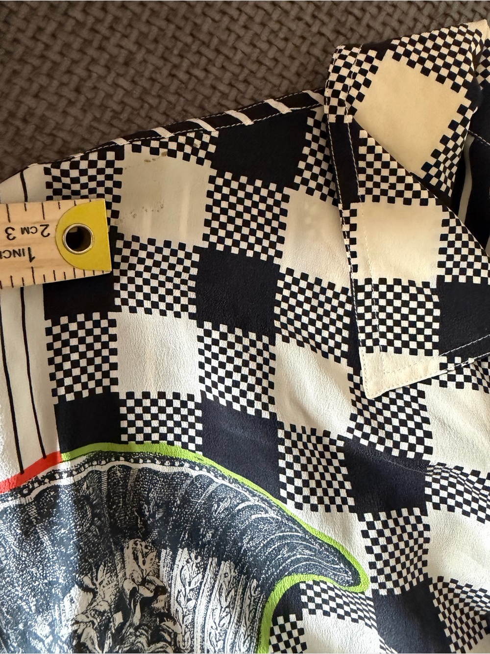 Timney Fowler Go Silk Vintage 90s Graphic Avant Garde Silk Blouse M Maximalist - Picture 16 of 16